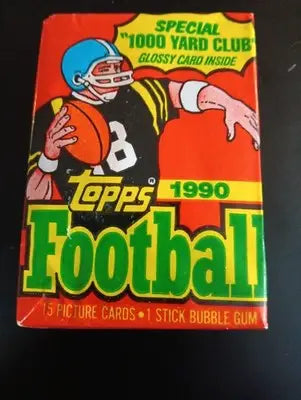 1990 Topps Football - Sealed wax pack. One pack. 15 cards. NFL. EX - EX+ - Football Card Box