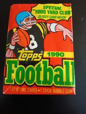 1990 Topps Football - Sealed wax pack. One pack. 15 cards. NFL. EX - EX+ - Football Card Box