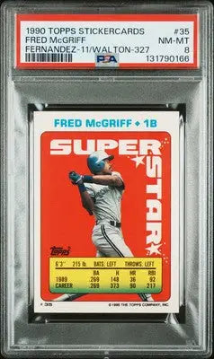 1990 Topps Stickercards Fred McGriff #35 PSA 8 NM-MT Blue Jays Superstar - Baseball Card Single