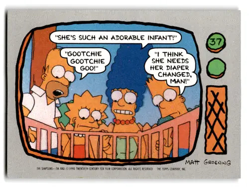 1990 Topps The Simpsons #37 She’s such an adorable infant NM-MT ID:70321 - Non-Sports Card Single