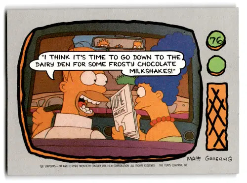 1990 Topps The Simpsons #76 I think it’s time to go down to The Dairy D ID:70335 - Non-Sports Card Single