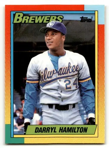 1990 Topps Traded #35T Darryl Hamilton Milwaukee Brewers Baseball Ca ID:53961 - Baseball Card Single