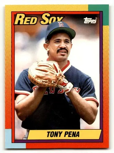 Vintage Tony Pena Boston baseball card from 1990 Topps Traded with original gloss