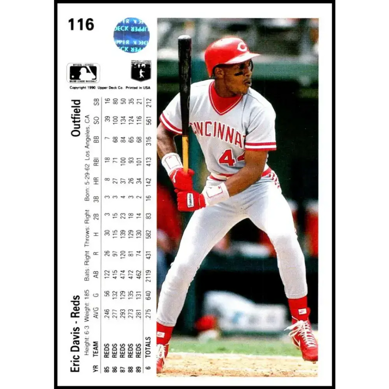 1990 Upper Deck #116 Eric Davis NM-MT Cincinnati Reds Baseball Card - Baseball Card Single