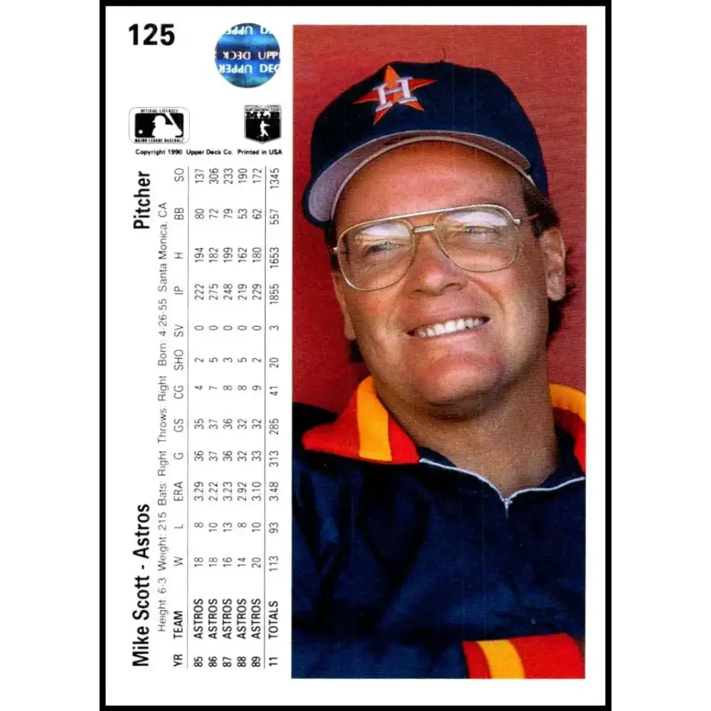 1990 Upper Deck #125 Mike Scott NM-MT Houston Astros Baseball Card - Baseball Card Single