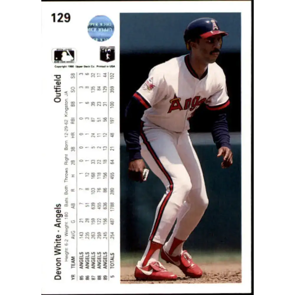 1990 Upper Deck #129 Devon White NM-MT California Angels Baseball Card - Baseball Card Single