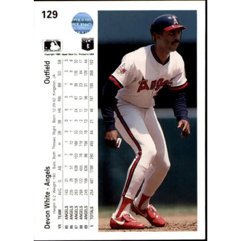 1990 Upper Deck #129 Devon White NM-MT California Angels Baseball Card - Baseball Card Single