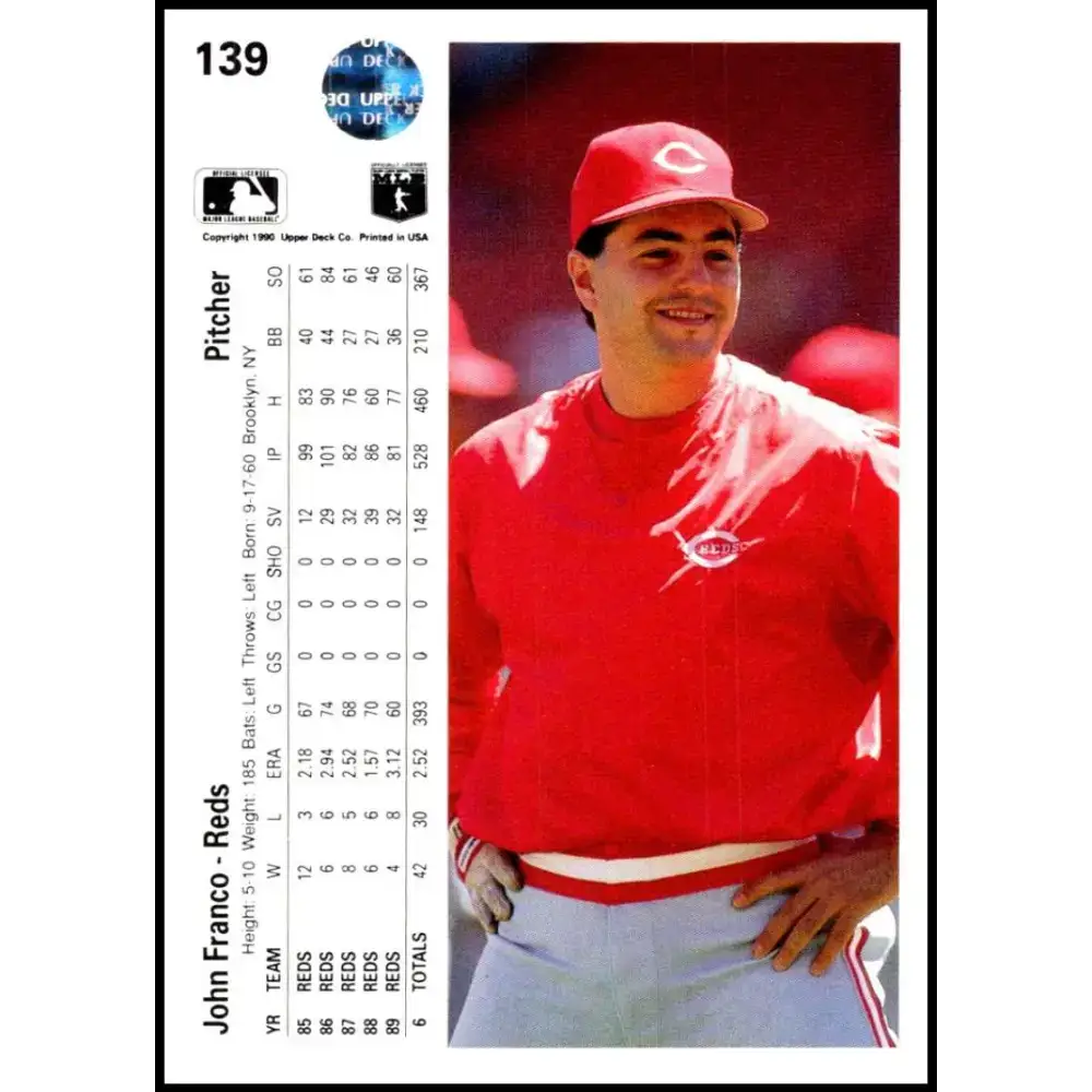 1990 Upper Deck #139 John Franco NM-MT Cincinnati Reds Baseball Card - Baseball Card Single