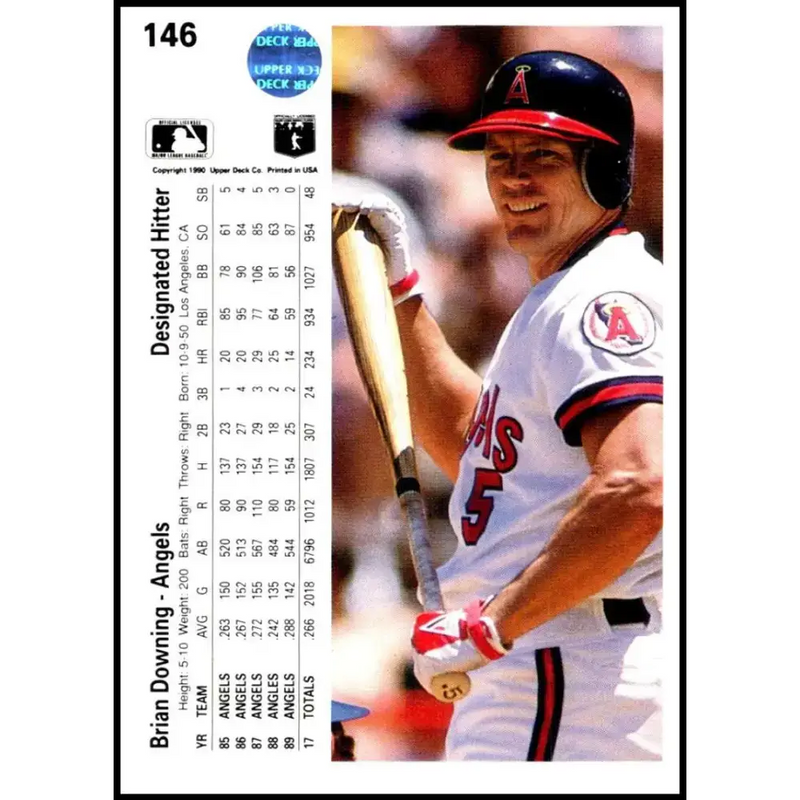 1990 Upper Deck #146 Brian Downing NM-MT California Angels Baseball Card - Baseball Card Single