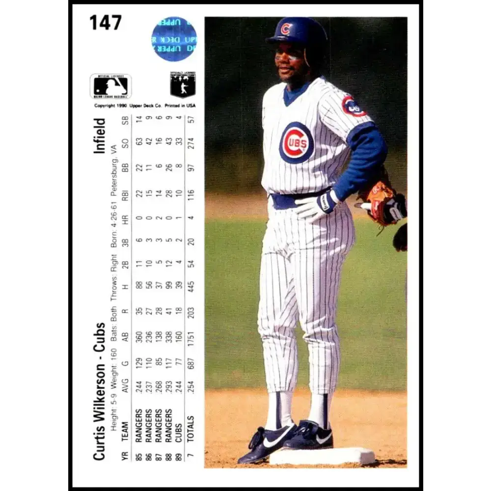 1990 Upper Deck #147 Curtis Wilkerson NM-MT Chicago Cubs Baseball Card - Baseball Card Single