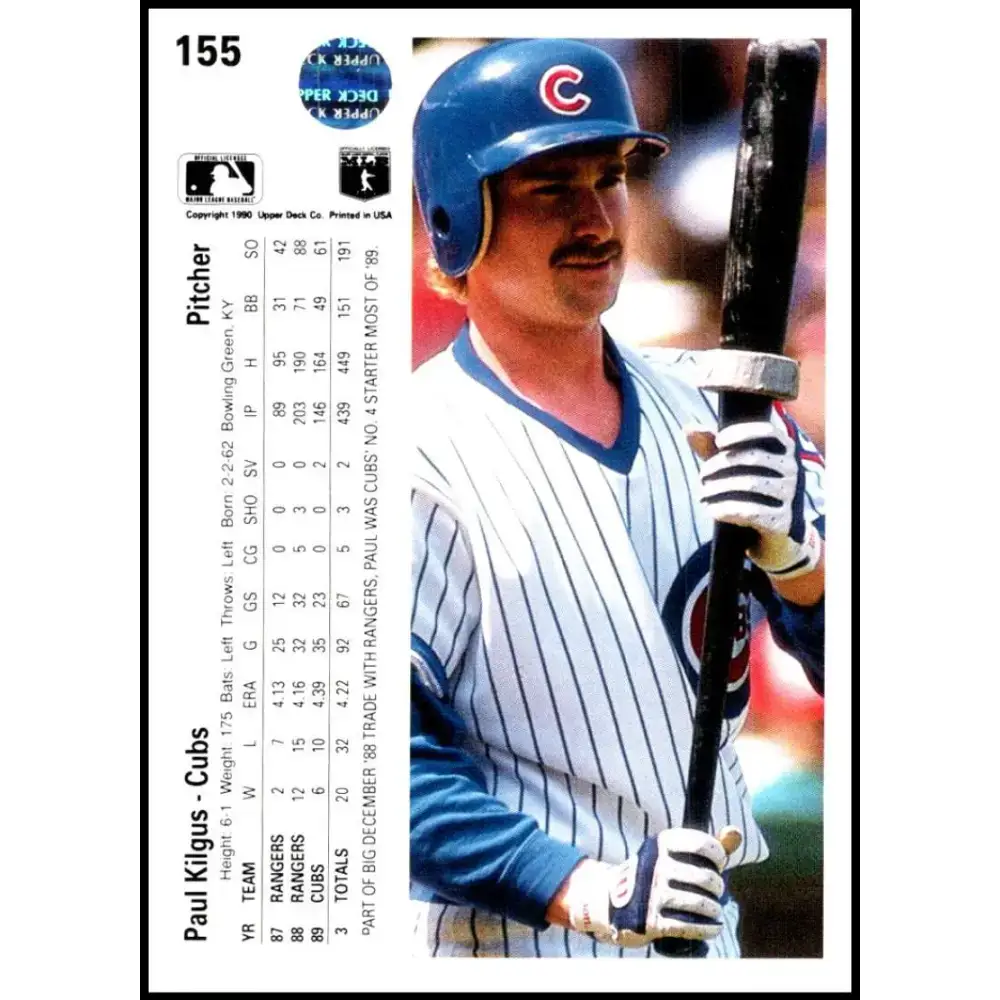 1990 Upper Deck #155 Paul Kilgus NM-MT Chicago Cubs Baseball Card - Baseball Card Single