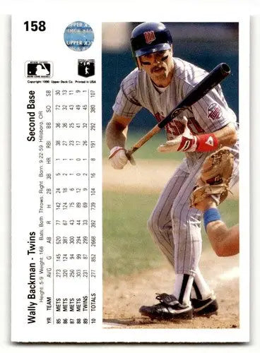 1990 Upper Deck #158 Wally Backman Minnesota Twins Baseball Cards EX ID:59528 - Baseball Card Single