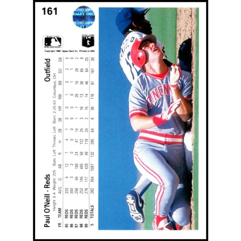 1990 Upper Deck #161 Paul O’Neill NM-MT Cincinnati Reds Baseball Card - Baseball Card Single
