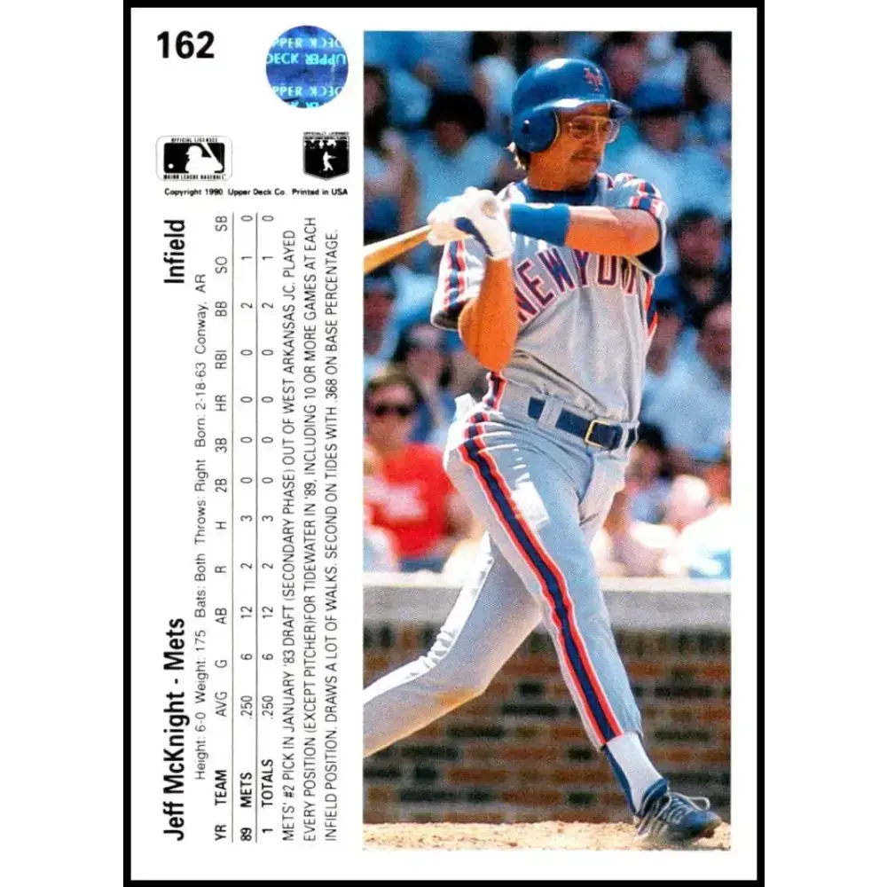 1990 Upper Deck #162 Jeff McKnight NM-MT RC Rookie New York Mets Baseball Card - Baseball Card Single