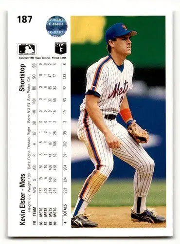 1990 Upper Deck #187 Kevin Elster New York Mets Baseball Cards EX/NM ID:54151 - Baseball Card Single