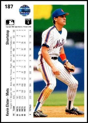 1990 Upper Deck #187 Kevin Elster NM-MT Mets UER - Baseball Card Single