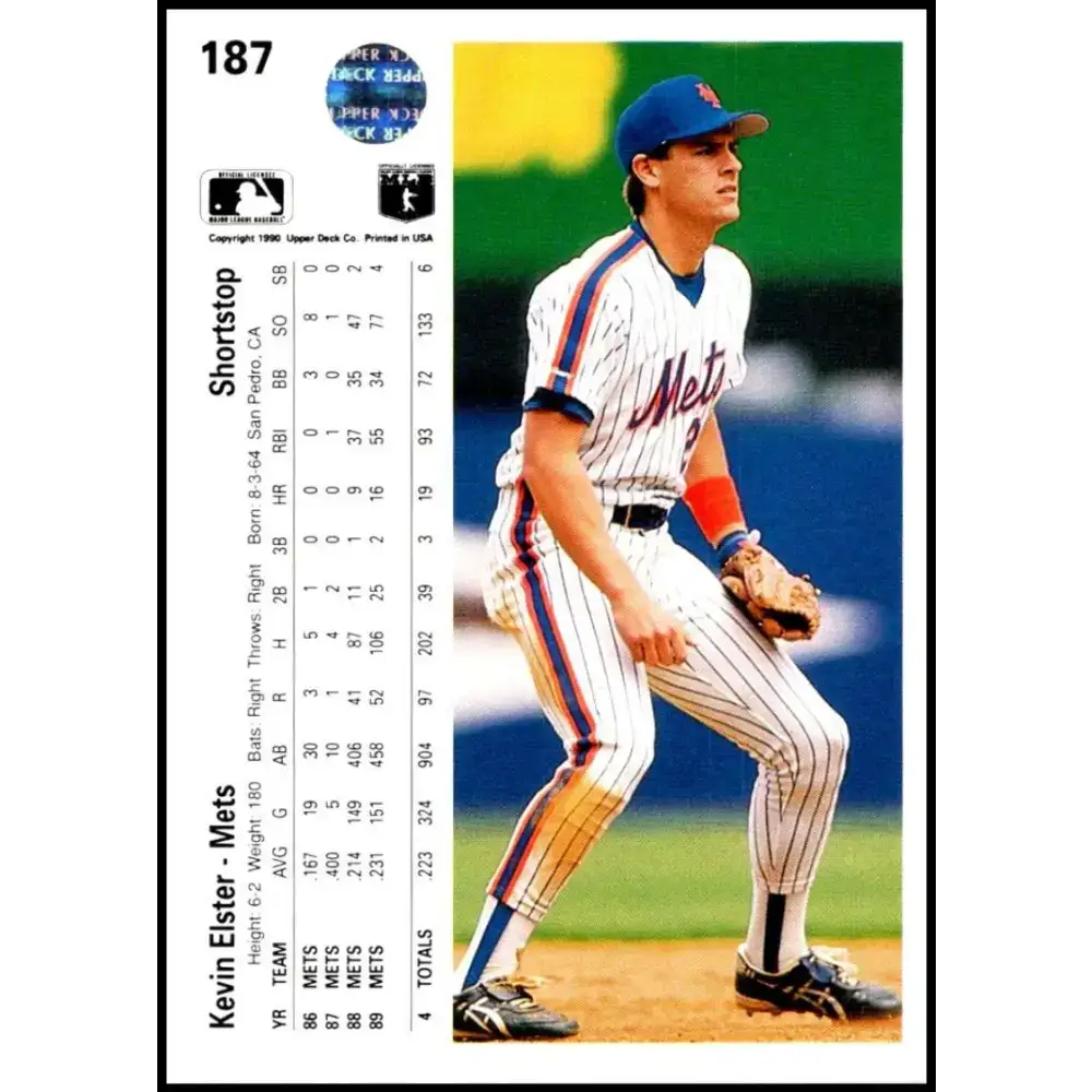 1990 Upper Deck #187 Kevin Elster UER NM-MT New York Mets Baseball Card - Baseball Card Single