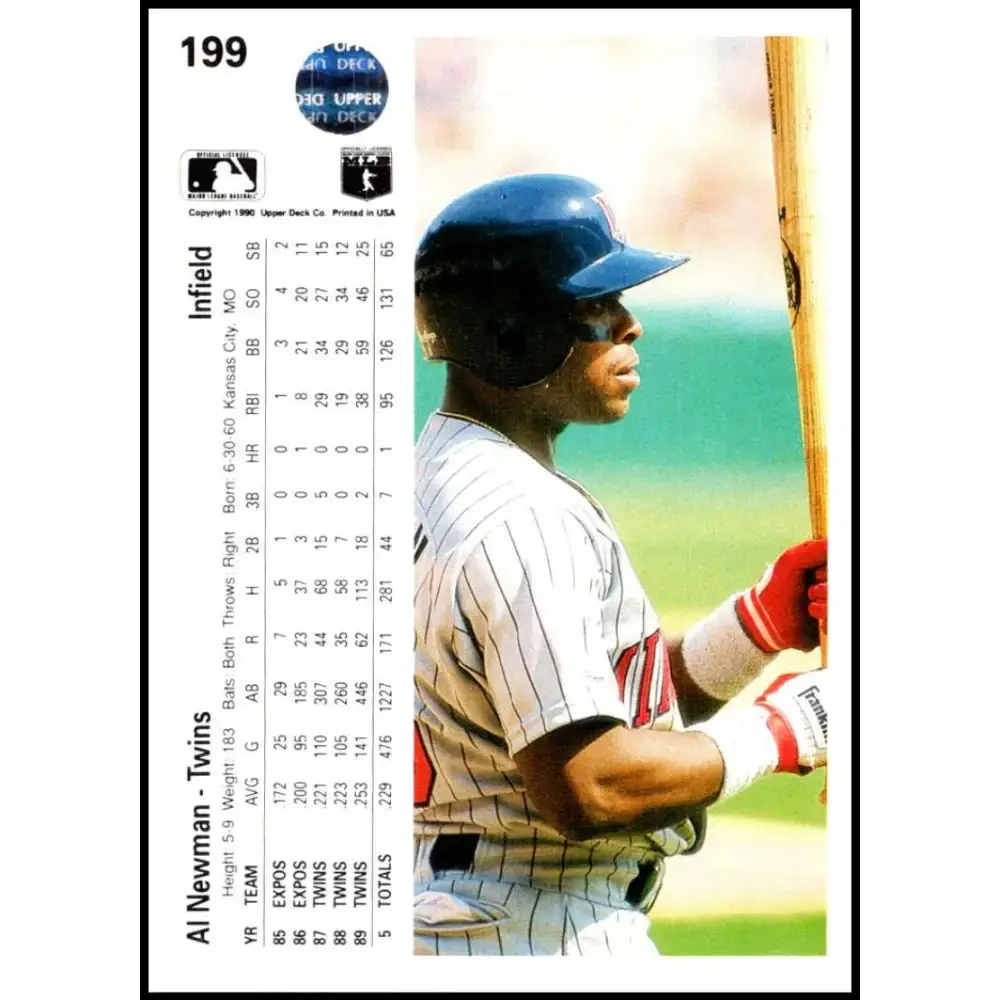 1990 Upper Deck #199 Al Newman NM-MT Minnesota Twins Baseball Card - Baseball Card Single