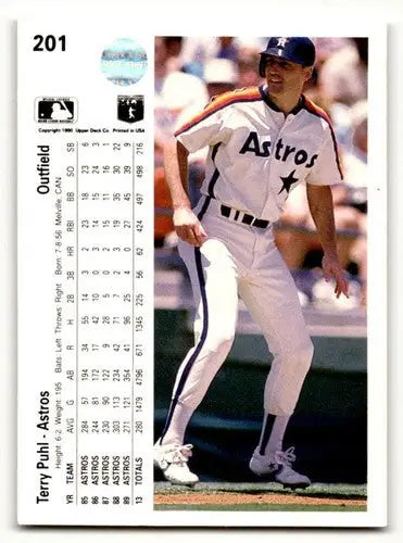 Vintage 1990 Upper Deck Terry Puhl Houston Astros baseball card with original gloss