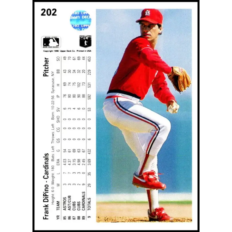 1990 Upper Deck #202 Frank DiPino NM-MT St. Louis Cardinals Baseball Card - Baseball Card Single