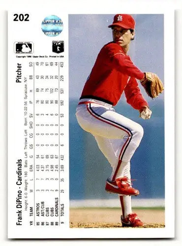 Original gloss baseball card of Frank DiPino from 1990 Upper Deck St Louis Cardinals