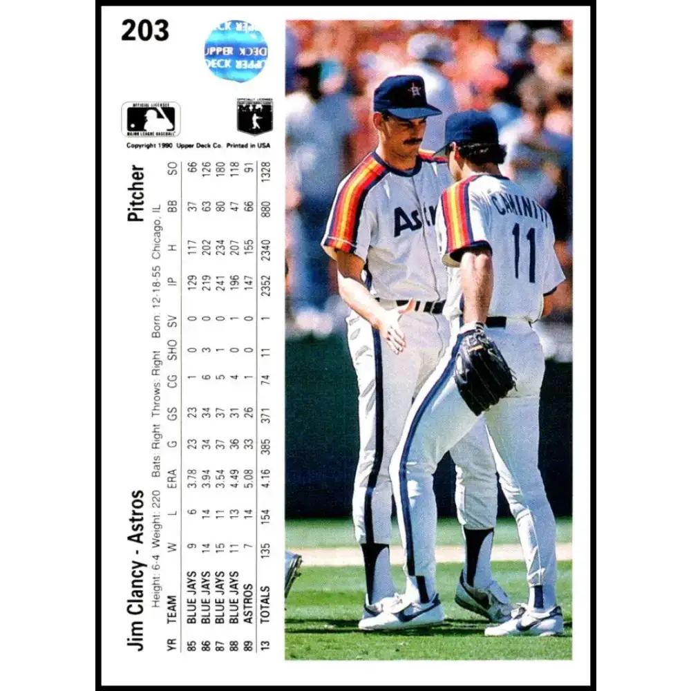 1990 Upper Deck #203 Jim Clancy NM-MT Houston Astros Baseball Card - Baseball Card Single