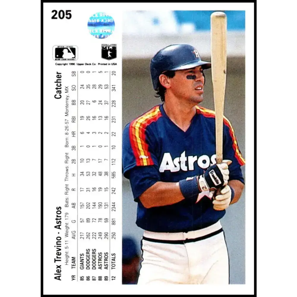 1990 Upper Deck #205 Alex Trevino NM-MT Houston Astros Baseball Card - Baseball Card Single