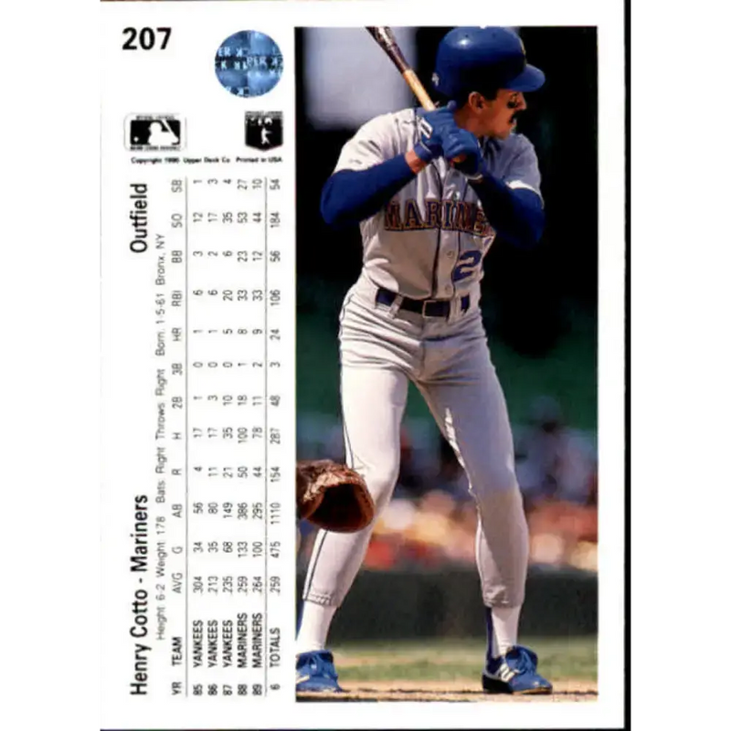 1990 Upper Deck #207 Henry Cotto NM-MT Seattle Mariners Baseball Card - Baseball Card Single