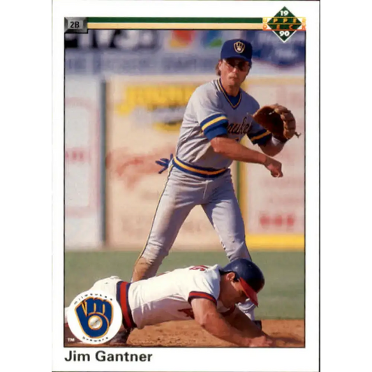 1990 Upper Deck #218 Jim Gantner NM-MT Milwaukee Brewers Baseball Card - Baseball Card Single