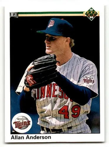 Original gloss 1990 Upper Deck Allan Anderson Minnesota Twins baseball card featuring Allan Anderson Minnesota