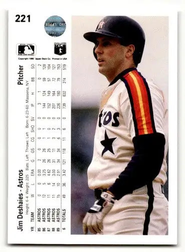 1990 Upper Deck #221 Jim Deshaies Houston Astros Baseball Cards EX/N ID:59137 - Baseball Card Single