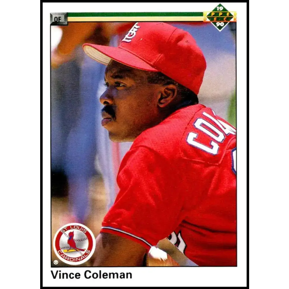 1990 Upper Deck #223 Vince Coleman NM-MT St. Louis Cardinals Baseball Card - Baseball Card Single