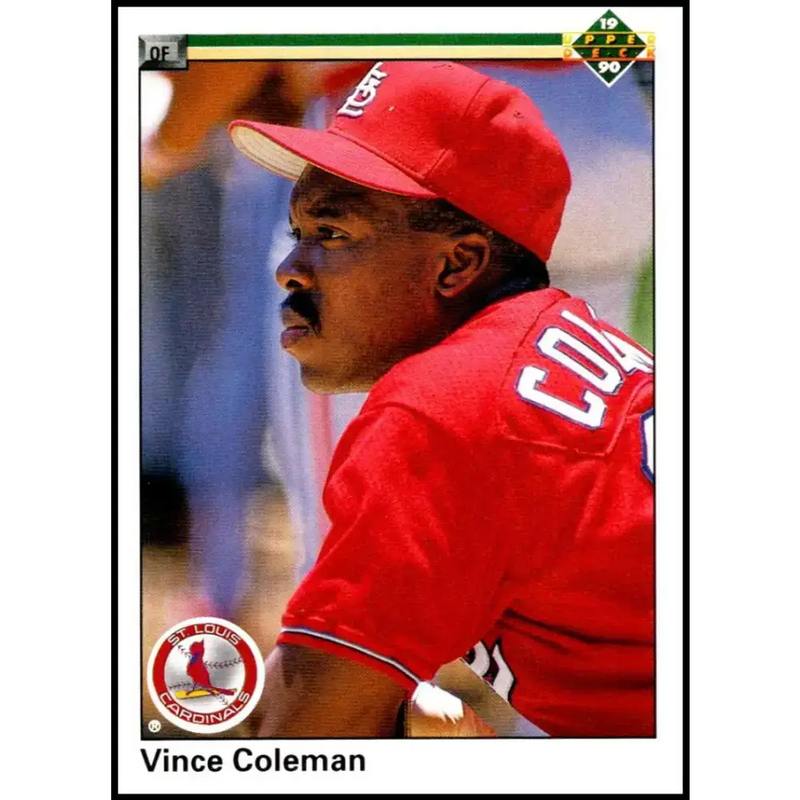1990 Upper Deck #223 Vince Coleman NM-MT St. Louis Cardinals Baseball Card - Baseball Card Single