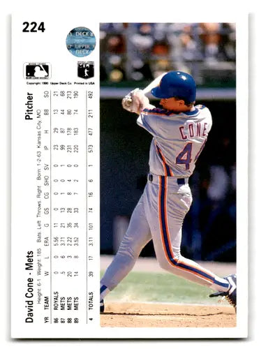 Original gloss 1990 Upper Deck David Cone baseball card Mets ID:71702