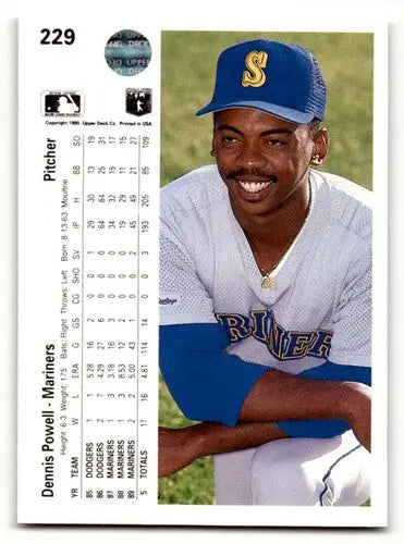 Original gloss baseball card featuring Dennis Powell of the Seattle Mariners