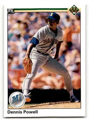 Original gloss Dennis Powell Seattle Mariners baseball card from 1990 Upper Deck #229