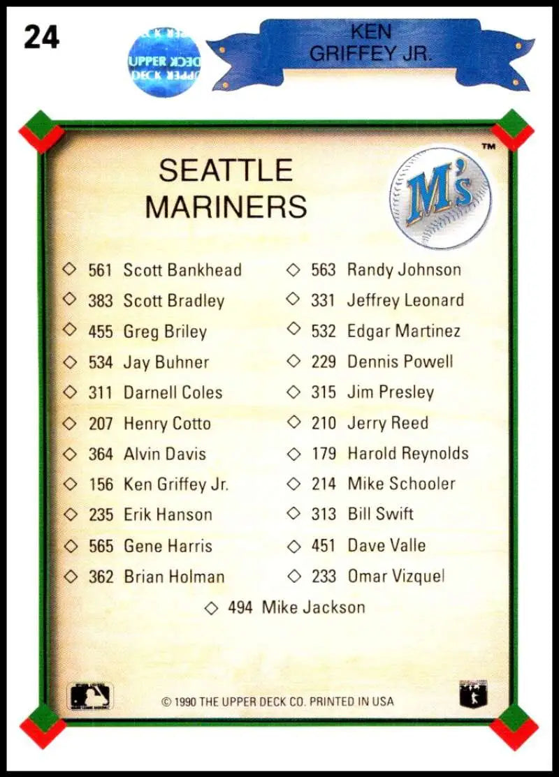 1990 Upper Deck #24 Ken Griffey Jr. NM Near Mint Mariners TC ID:82339 - Baseball Card Single