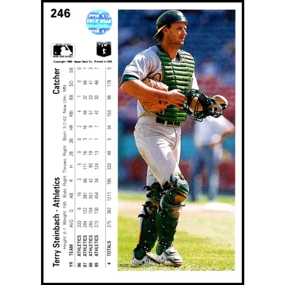 1990 Upper Deck #246 Terry Steinbach NM-MT Oakland Athletics Baseball Card - Baseball Card Single