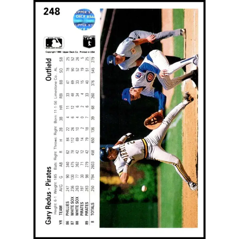 1990 Upper Deck #248 Gary Redus NM-MT Pittsburgh Pirates Baseball Card - Baseball Card Single