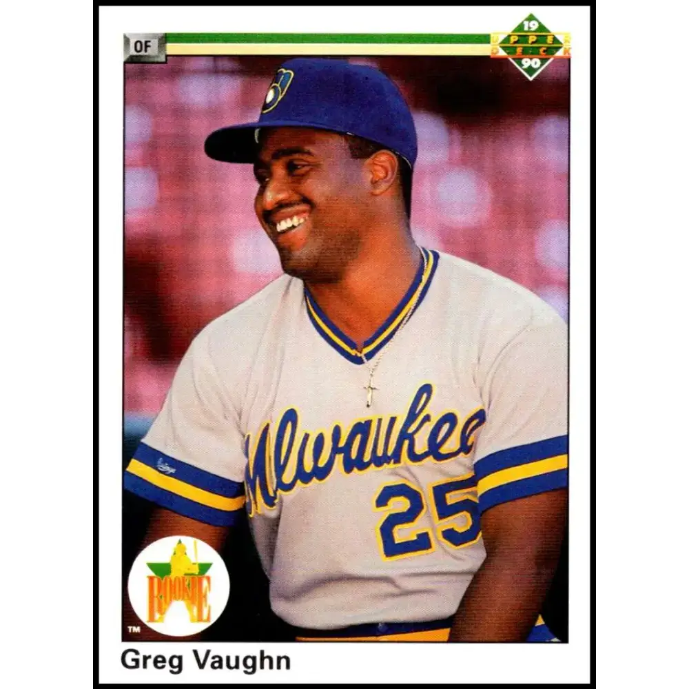 1990 Upper Deck #25 Greg Vaughn UER NM-MT Milwaukee Brewers Baseball Card - Baseball Card Single