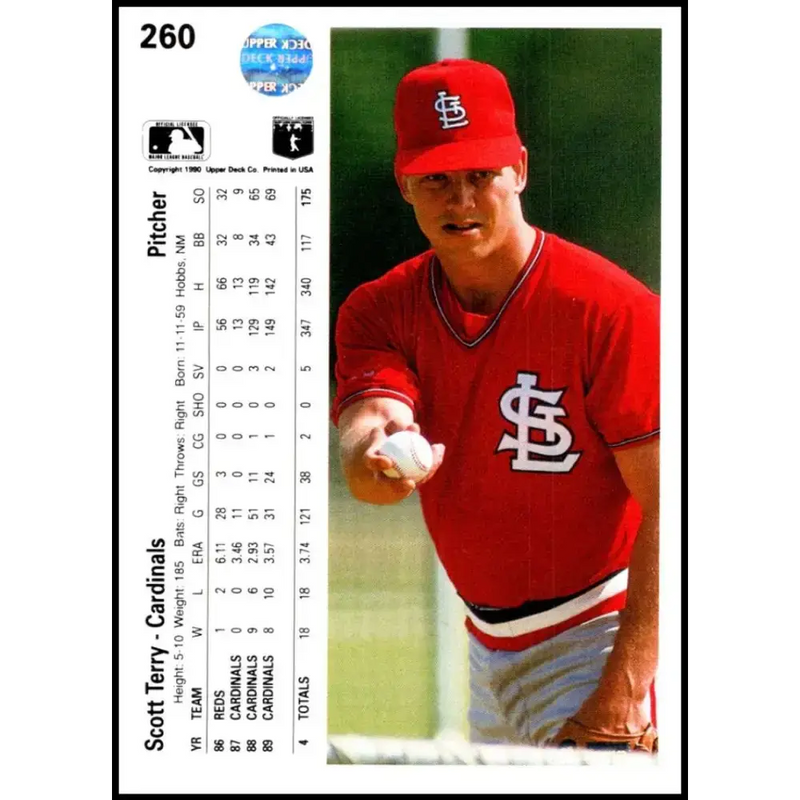 1990 Upper Deck #260 Scott Terry NM-MT St. Louis Cardinals Baseball Card - Baseball Card Single