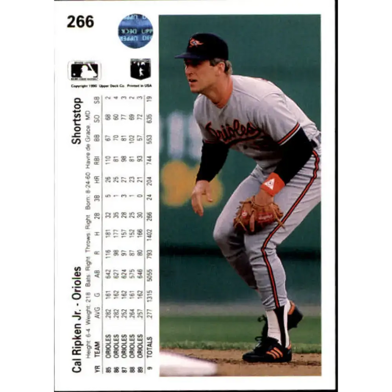 1990 Upper Deck #266 Cal Ripken Jr. NM-MT Baltimore Orioles Baseball Card - Baseball Card Single