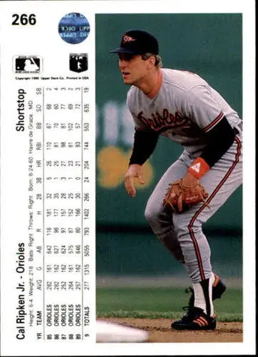 Original gloss baseball card featuring Cal Ripken Jr. from Upper Deck Orioles collection