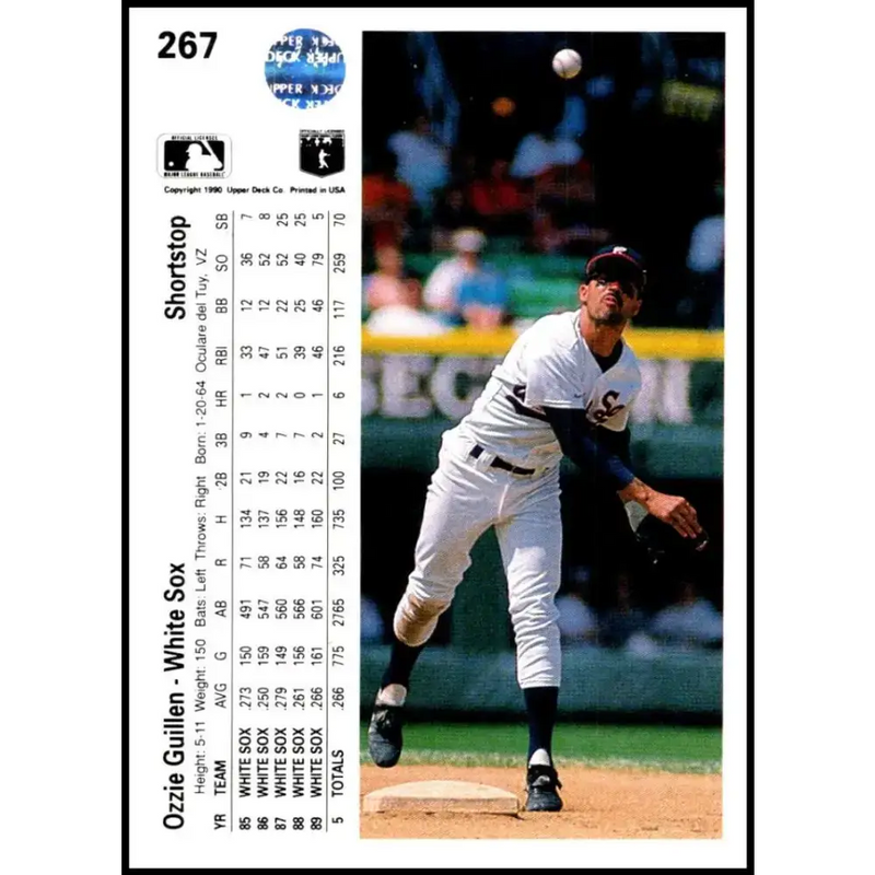 1990 Upper Deck #267 Ozzie Guillen UER NM-MT Chicago White Sox Baseball Card - Baseball Card Single