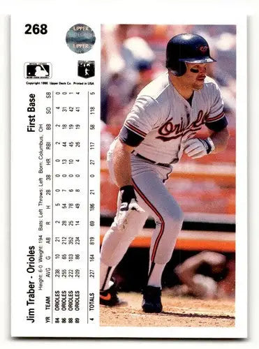Original gloss baseball card featuring Jim Traber Baltimore Orioles player image