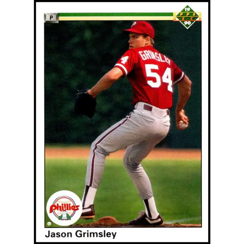 1990 Upper Deck #27 Jason Grimsley NM-MT RC Rookie Philadelphia Phillies Baseball Card - Baseball Card Single