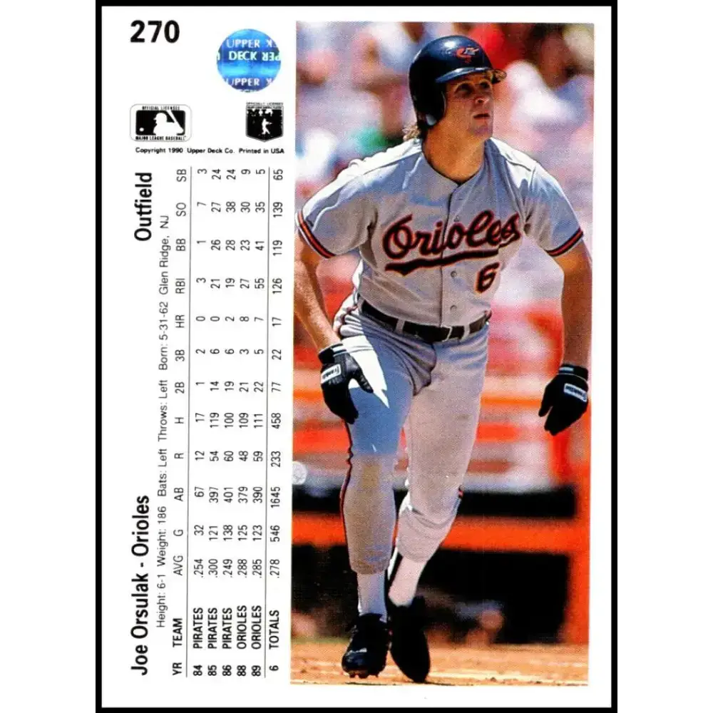 1990 Upper Deck #270 Joe Orsulak NM-MT Baltimore Orioles Baseball Card - Baseball Card Single