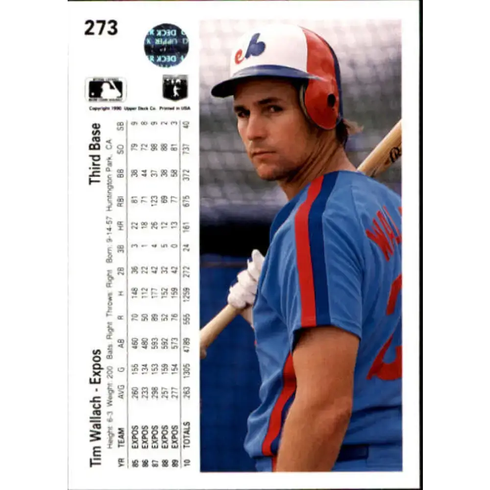 1990 Upper Deck #273 Tim Wallach NM-MT Montreal Expos Baseball Card - Baseball Card Single