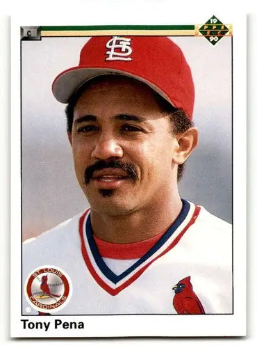 Original gloss 1990 Upper Deck Tony Pena baseball card featuring St. Louis Cardinals