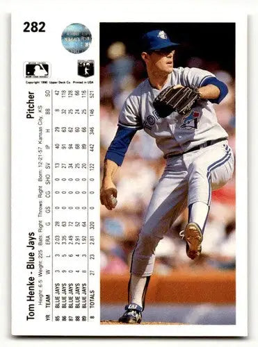 Vintage Tom Henke Toronto Blue Jays trading card from 1990 Upper Deck with original gloss